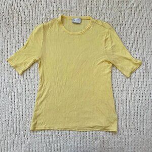 St John Butter Yellow Ribbed T-Shirt - Size M